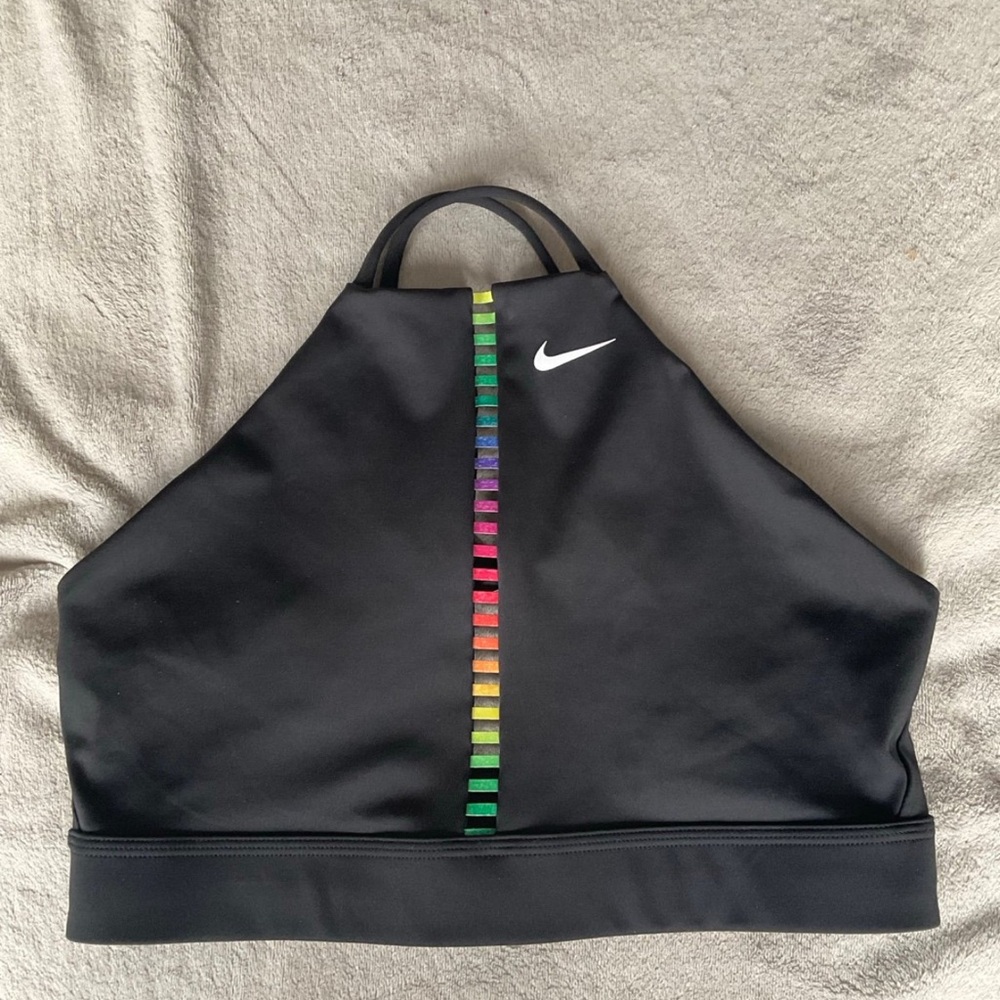 Nike Black Sports Bra with Multicolor Stripe
